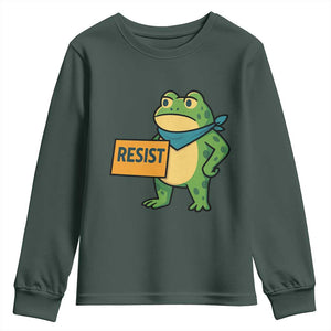Retro Frog Resist Youth Sweatshirt Free Portland Oregon Funny Cartoon Graphic TS02 Dark Forest Green Print Your Wear