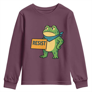 Retro Frog Resist Youth Sweatshirt Free Portland Oregon Funny Cartoon Graphic TS02 Maroon Print Your Wear