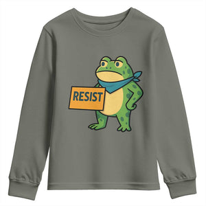 Retro Frog Resist Youth Sweatshirt Free Portland Oregon Funny Cartoon Graphic TS02 Military Green Print Your Wear