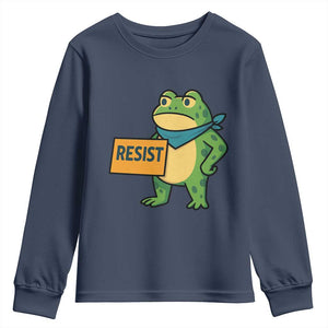Retro Frog Resist Youth Sweatshirt Free Portland Oregon Funny Cartoon Graphic TS02 Navy Print Your Wear