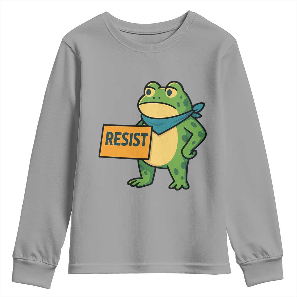 Retro Frog Resist Youth Sweatshirt Free Portland Oregon Funny Cartoon Graphic TS02 Sport Gray Print Your Wear