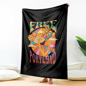 Retro Free Portland Patriotic Throw Blanket Oregon Freedom Trippy 70s Mushroom Graphic TS02 Print Your Wear