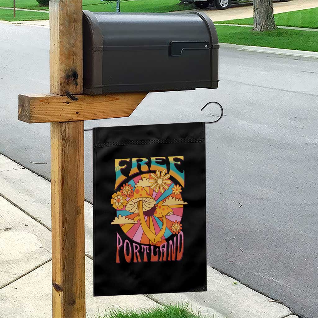Retro Free Portland Patriotic Garden Flag Oregon Freedom Trippy 70s Mushroom Graphic TS02 Print Your Wear