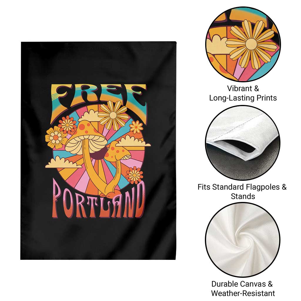 Retro Free Portland Patriotic Garden Flag Oregon Freedom Trippy 70s Mushroom Graphic TS02 Print Your Wear