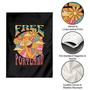 Retro Free Portland Patriotic Garden Flag Oregon Freedom Trippy 70s Mushroom Graphic TS02 Print Your Wear