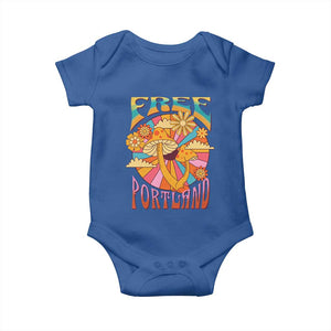 Retro Free Portland Patriotic Baby Onesie Oregon Freedom Trippy 70s Mushroom Graphic TS02 Royal Blue Print Your Wear