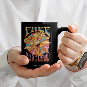 Retro Free Portland Patriotic Coffee Mug Oregon Freedom Trippy 70s Mushroom Graphic TS02 Print Your Wear