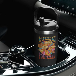 Retro Free Portland Patriotic Flip Straw Tumbler Oregon Freedom Trippy 70s Mushroom Graphic TS02 Print Your Wear