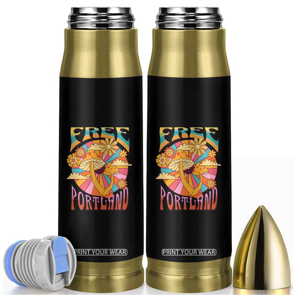 Retro Free Portland Patriotic Bullet Tumbler Oregon Freedom Trippy 70s Mushroom Graphic TS02 Black Print Your Wear