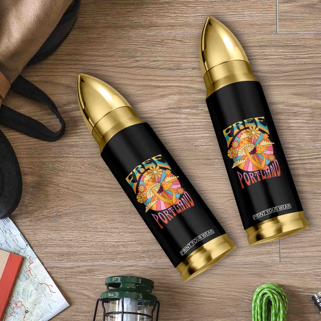 Retro Free Portland Patriotic Bullet Tumbler Oregon Freedom Trippy 70s Mushroom Graphic TS02 Print Your Wear