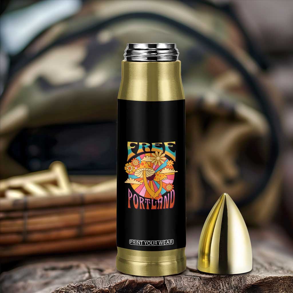Retro Free Portland Patriotic Bullet Tumbler Oregon Freedom Trippy 70s Mushroom Graphic TS02 Print Your Wear