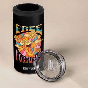 Retro Free Portland Patriotic 4 in 1 Can Cooler Tumbler Oregon Freedom Trippy 70s Mushroom Graphic TS02 Print Your Wear