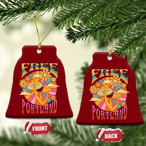 Retro Free Portland Patriotic Ceramic Ornament Oregon Freedom Trippy 70s Mushroom Graphic TS02 Print Your Wear