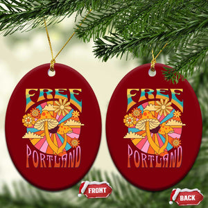 Retro Free Portland Patriotic Ceramic Ornament Oregon Freedom Trippy 70s Mushroom Graphic TS02 Print Your Wear