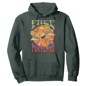 Retro Free Portland Patriotic Hoodie Oregon Freedom Trippy 70s Mushroom Graphic TS02 Dark Forest Green Print Your Wear
