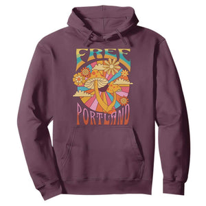 Retro Free Portland Patriotic Hoodie Oregon Freedom Trippy 70s Mushroom Graphic TS02 Maroon Print Your Wear