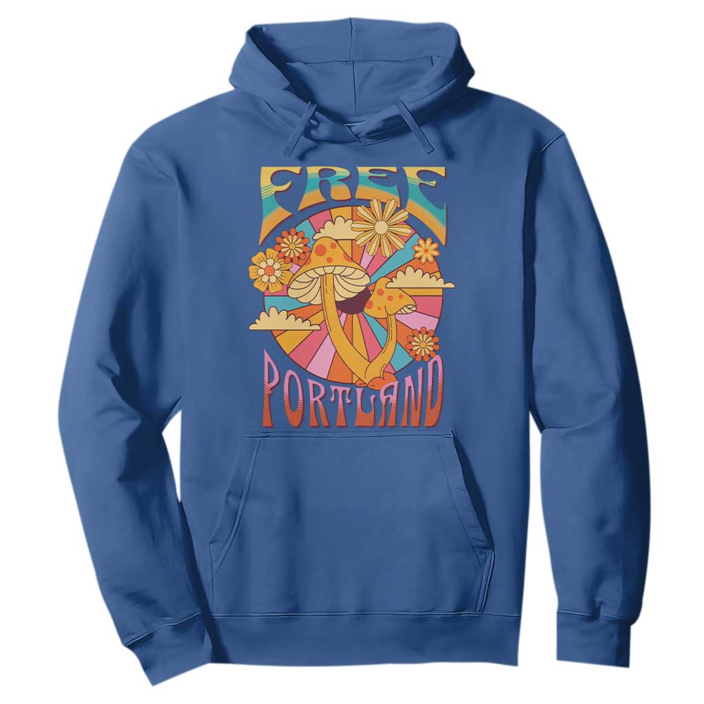 Retro Free Portland Patriotic Hoodie Oregon Freedom Trippy 70s Mushroom Graphic TS02 Royal Blue Print Your Wear