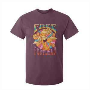 Retro Free Portland Patriotic T Shirt For Kid Oregon Freedom Trippy 70s Mushroom Graphic TS02 Maroon Print Your Wear