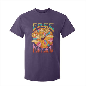 Retro Free Portland Patriotic T Shirt For Kid Oregon Freedom Trippy 70s Mushroom Graphic TS02 Purple Print Your Wear