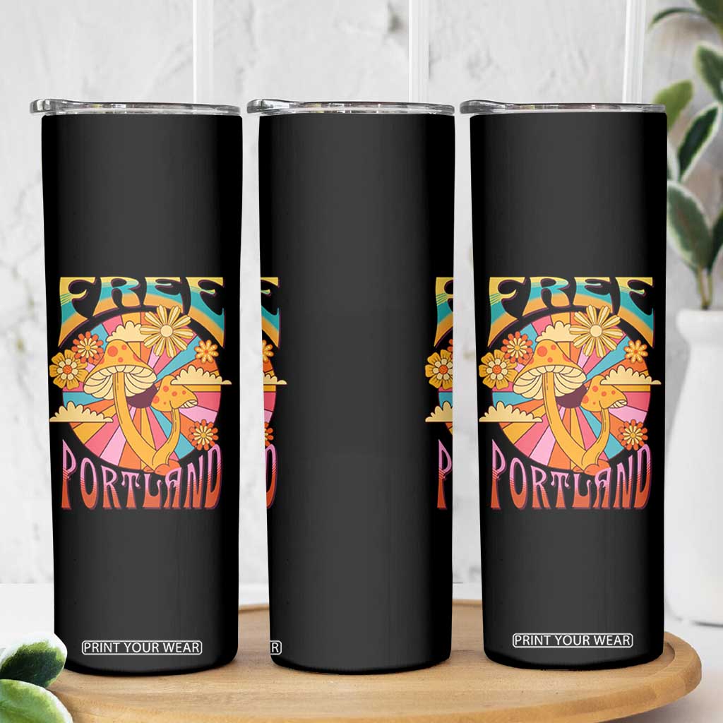 Retro Free Portland Patriotic Skinny Tumbler Oregon Freedom Trippy 70s Mushroom Graphic TS02 Print Your Wear