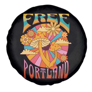 Retro Free Portland Patriotic Spare Tire Cover Oregon Freedom Trippy 70s Mushroom Graphic TS02 Print Your Wear