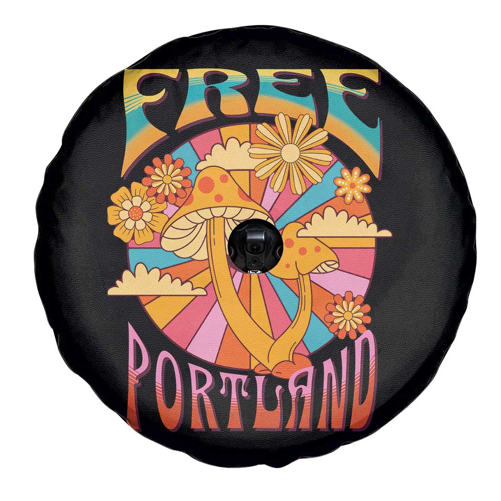 Retro Free Portland Patriotic Spare Tire Cover Oregon Freedom Trippy 70s Mushroom Graphic TS02 Print Your Wear