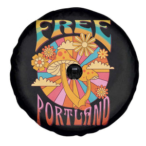 Retro Free Portland Patriotic Spare Tire Cover Oregon Freedom Trippy 70s Mushroom Graphic TS02 Print Your Wear