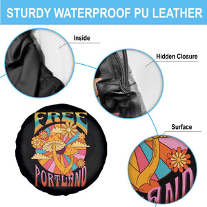 Retro Free Portland Patriotic Spare Tire Cover Oregon Freedom Trippy 70s Mushroom Graphic TS02 Print Your Wear