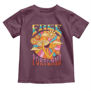 Retro Free Portland Patriotic Toddler T Shirt Oregon Freedom Trippy 70s Mushroom Graphic TS02 Maroon Print Your Wear