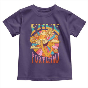 Retro Free Portland Patriotic Toddler T Shirt Oregon Freedom Trippy 70s Mushroom Graphic TS02 Purple Print Your Wear
