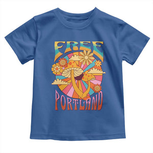 Retro Free Portland Patriotic Toddler T Shirt Oregon Freedom Trippy 70s Mushroom Graphic TS02 Royal Blue Print Your Wear