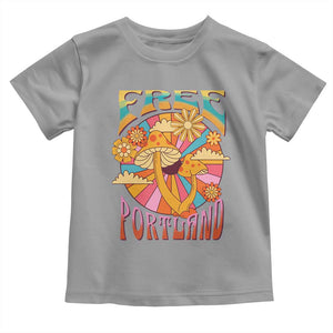 Retro Free Portland Patriotic Toddler T Shirt Oregon Freedom Trippy 70s Mushroom Graphic TS02 Sport Gray Print Your Wear