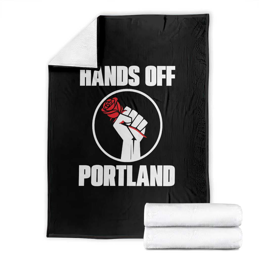 Hands Off Portland Throw Blanket Rose Fist Oregon Freedom Fighter TS02 Black Print Your Wear