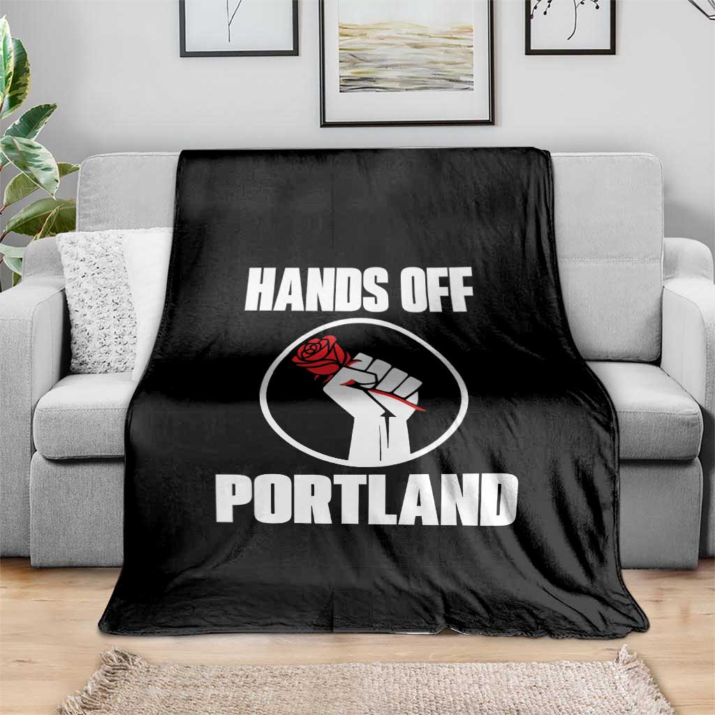 Hands Off Portland Throw Blanket Rose Fist Oregon Freedom Fighter TS02 Print Your Wear