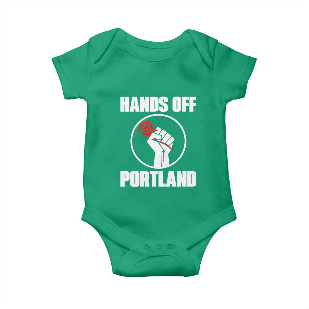 Hands Off Portland Baby Onesie Rose Fist Oregon Freedom Fighter TS02 Irish Green Print Your Wear