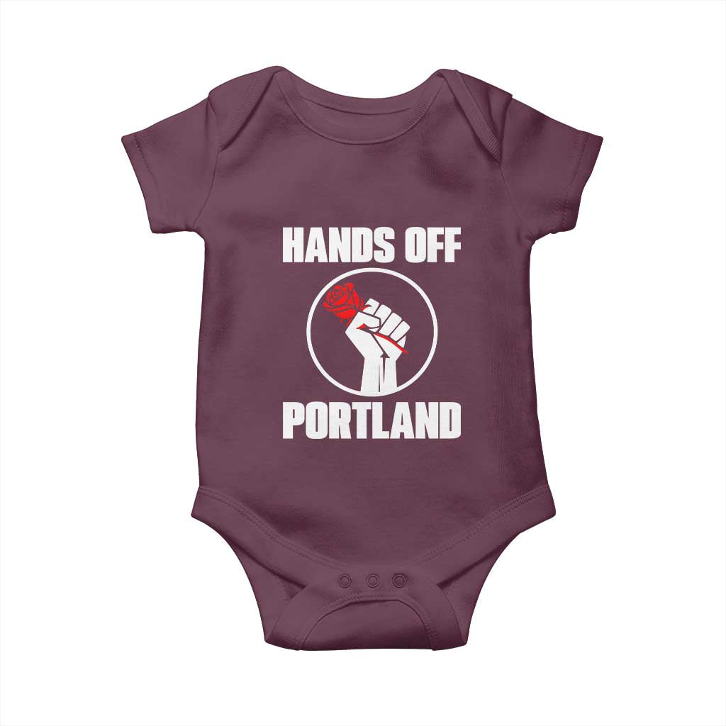 Hands Off Portland Baby Onesie Rose Fist Oregon Freedom Fighter TS02 Maroon Print Your Wear