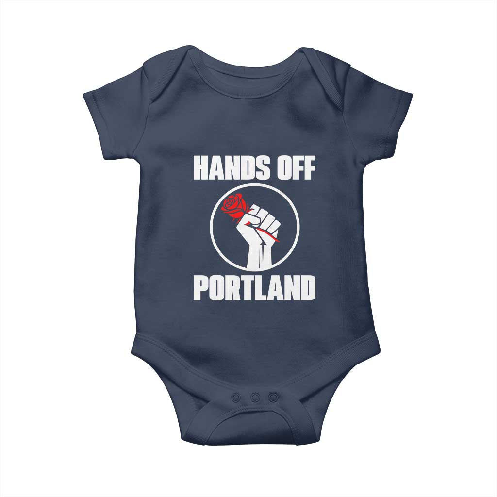 Hands Off Portland Baby Onesie Rose Fist Oregon Freedom Fighter TS02 Navy Print Your Wear