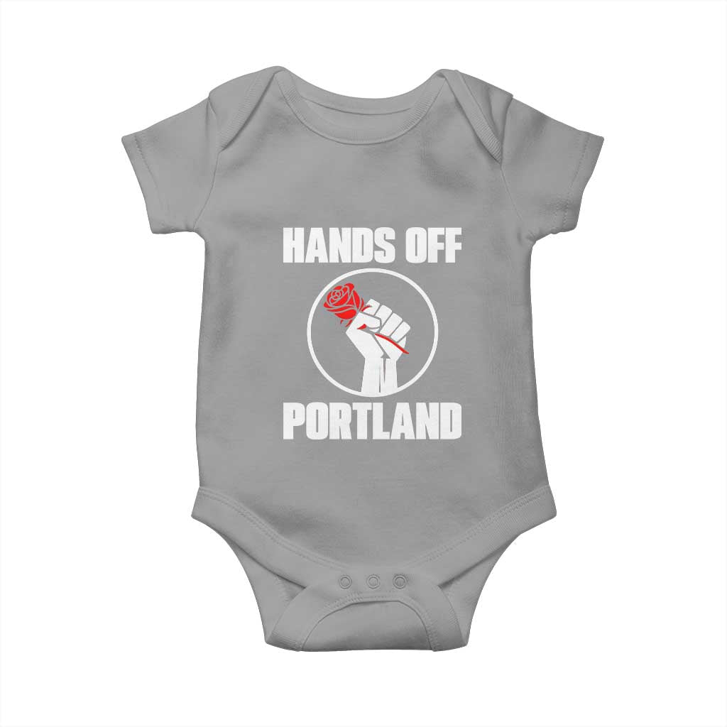 Hands Off Portland Baby Onesie Rose Fist Oregon Freedom Fighter TS02 Sport Gray Print Your Wear