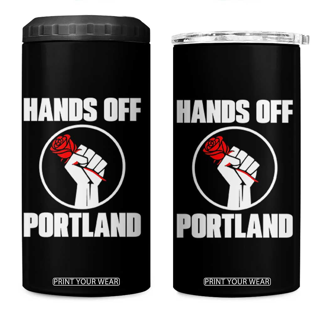 Hands Off Portland 4 in 1 Can Cooler Tumbler Rose Fist Oregon Freedom Fighter TS02 One Size: 16 oz Black Print Your Wear
