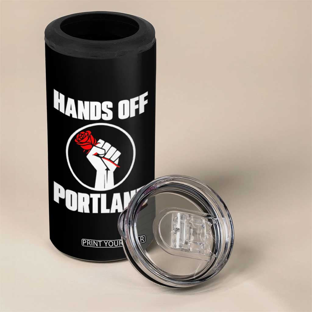 Hands Off Portland 4 in 1 Can Cooler Tumbler Rose Fist Oregon Freedom Fighter TS02 Print Your Wear