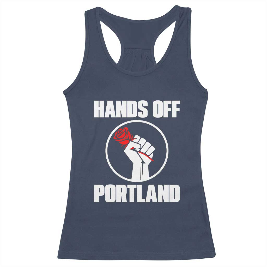 Hands Off Portland Racerback Tank Top Rose Fist Oregon Freedom Fighter TS02 Navy Print Your Wear