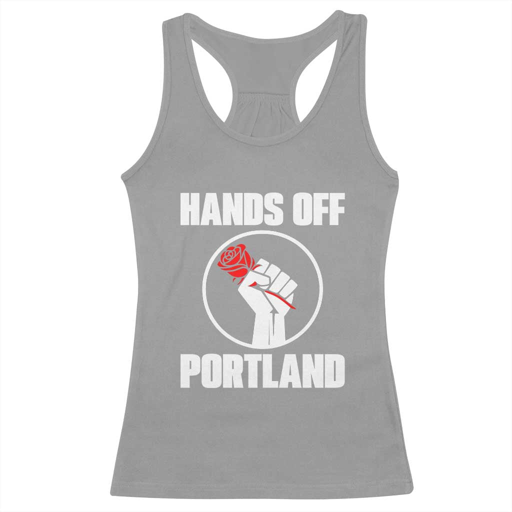Hands Off Portland Racerback Tank Top Rose Fist Oregon Freedom Fighter TS02 Sport Gray Print Your Wear