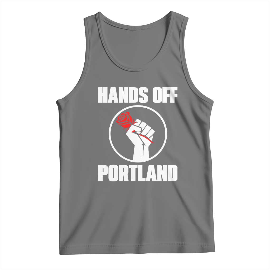 Hands Off Portland Tank Top Rose Fist Oregon Freedom Fighter TS02 Black Heather Print Your Wear