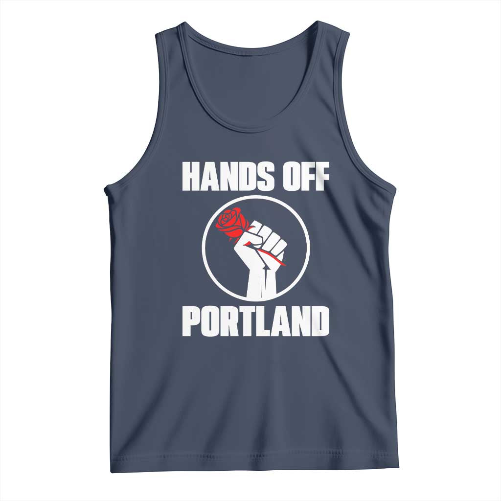 Hands Off Portland Tank Top Rose Fist Oregon Freedom Fighter TS02 Navy Print Your Wear