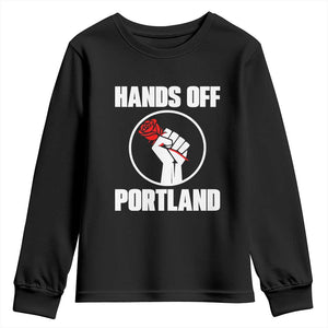 Hands Off Portland Youth Sweatshirt Rose Fist Oregon Freedom Fighter TS02 Black Print Your Wear