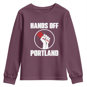 Hands Off Portland Youth Sweatshirt Rose Fist Oregon Freedom Fighter TS02 Maroon Print Your Wear