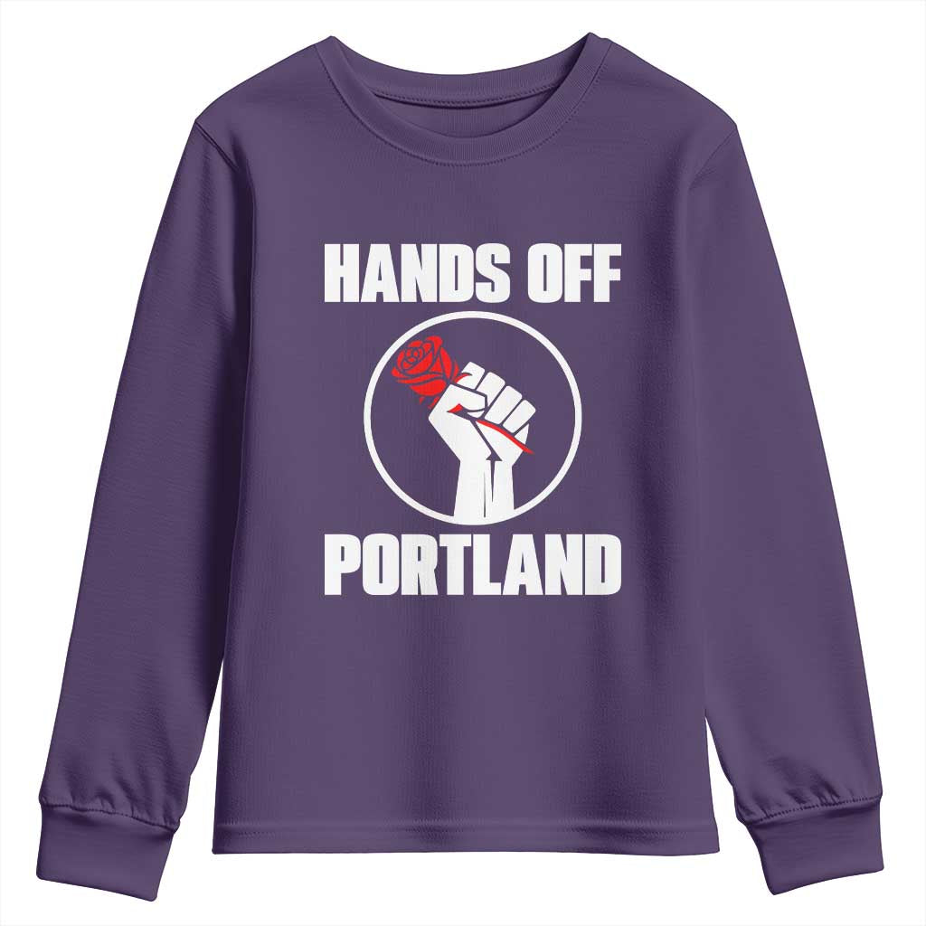 Hands Off Portland Youth Sweatshirt Rose Fist Oregon Freedom Fighter TS02 Purple Print Your Wear