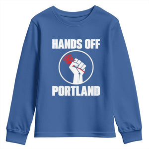 Hands Off Portland Youth Sweatshirt Rose Fist Oregon Freedom Fighter TS02 Royal Blue Print Your Wear