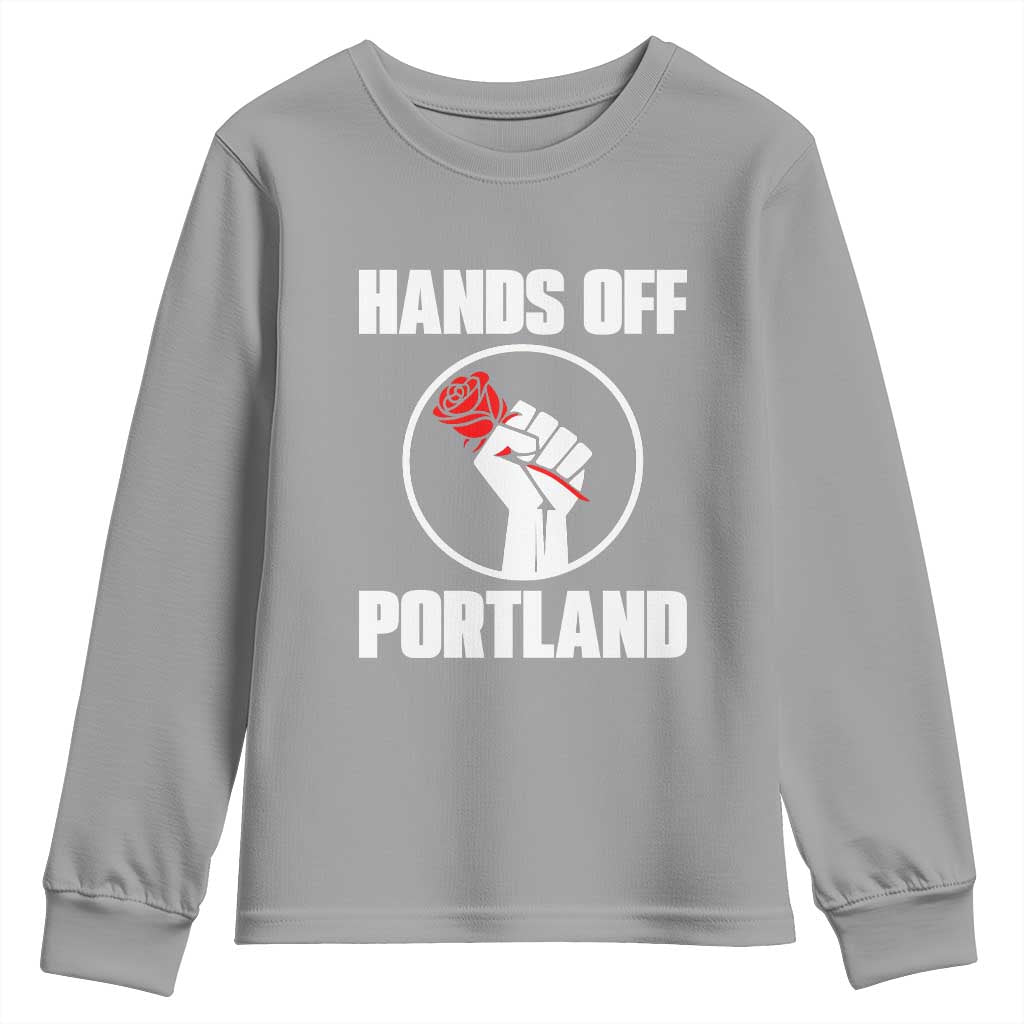 Hands Off Portland Youth Sweatshirt Rose Fist Oregon Freedom Fighter TS02 Sport Gray Print Your Wear