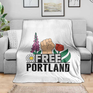 Free Portland Raised Fist Throw Blanket Patriotic Oregon Freedom Floral Justice TS02 Print Your Wear